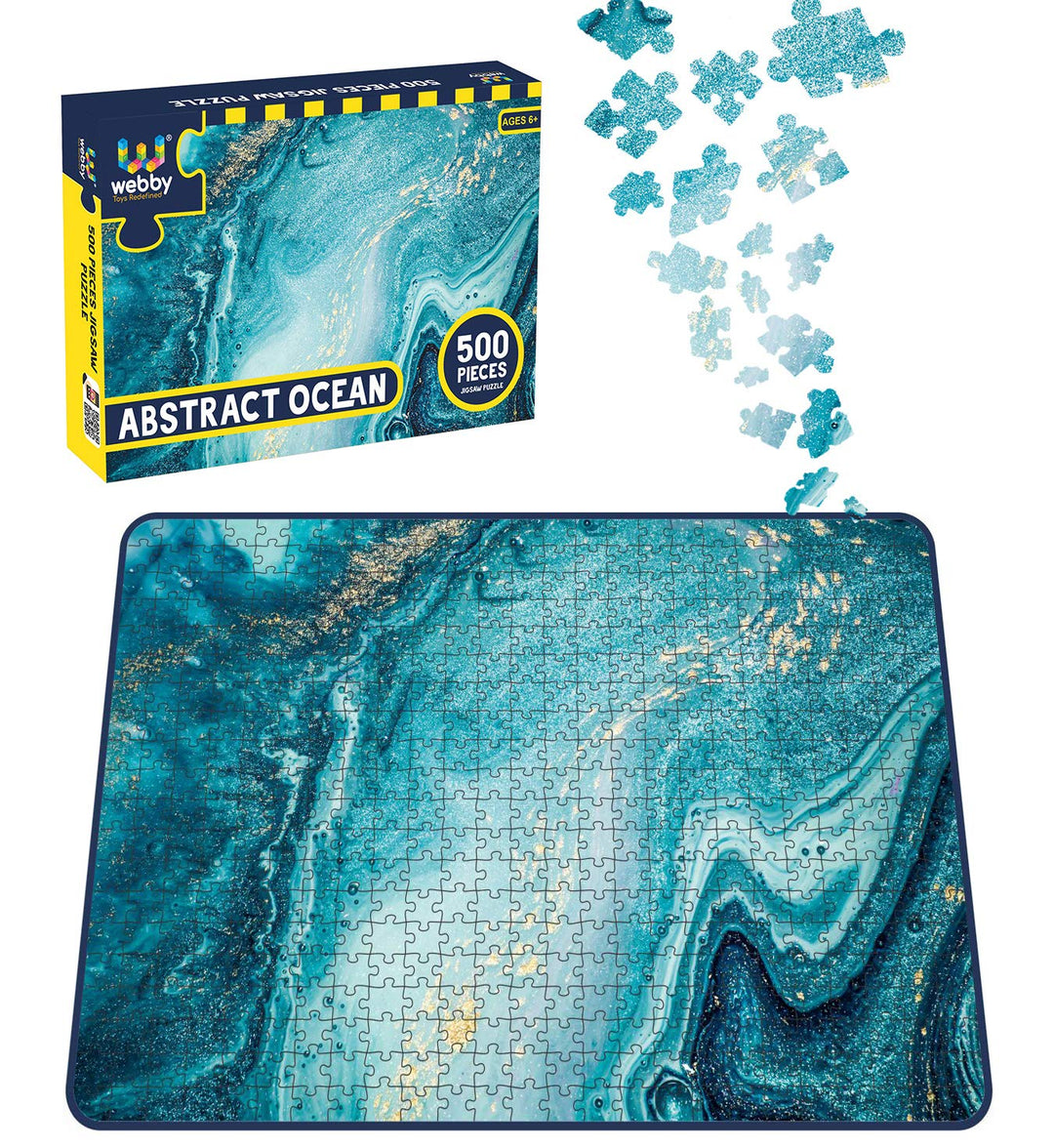 Webby Abstract Ocean Wooden Jigsaw Puzzle, 500 pieces