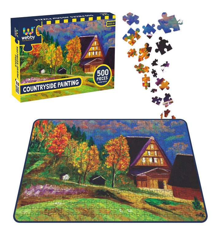 Webby Countryside Painting Wooden Jigsaw Puzzle, 500 pieces