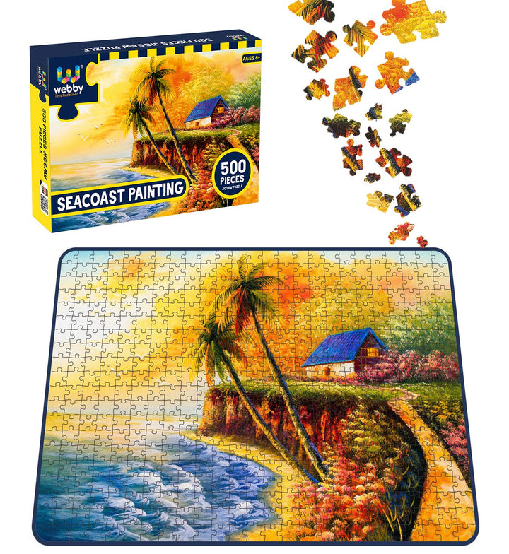 Webby Seacoast Painting Wooden Jigsaw Puzzle, 500 pieces