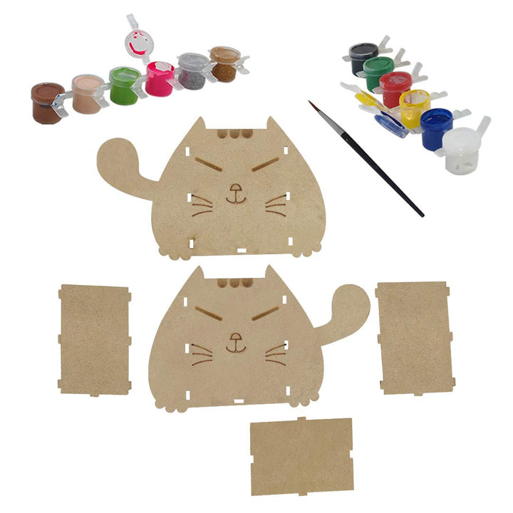 Webby DIY Build & Paint Wooden Cat Shaped Pen Stand