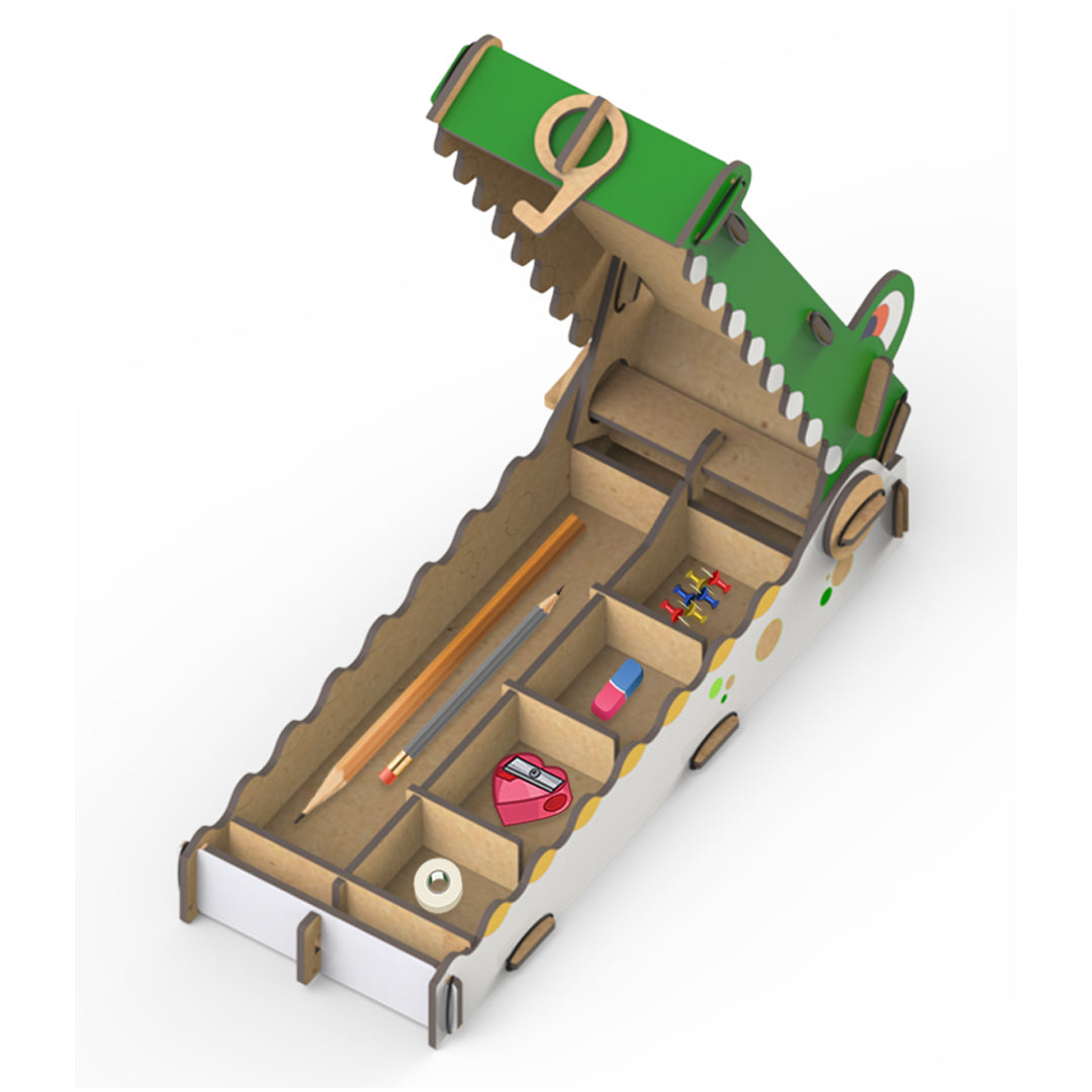 Webby DIY Animal Themed Crocodile Wooden Pencil Box