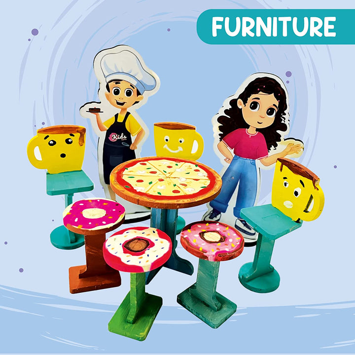 Webby DIY Wooden Kids Cafe Dollhouse Set