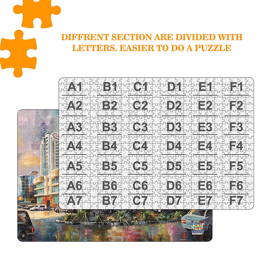 Webby The Rainy Street Painting Wooden Jigsaw Puzzle, 500 pieces