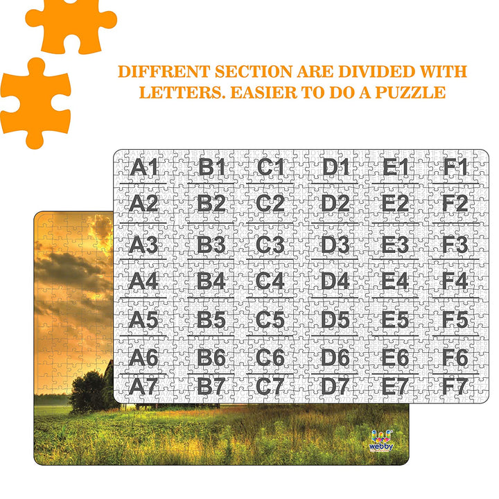 Webby Sunset Over a Farm Wooden Jigsaw Puzzle, 500 pieces