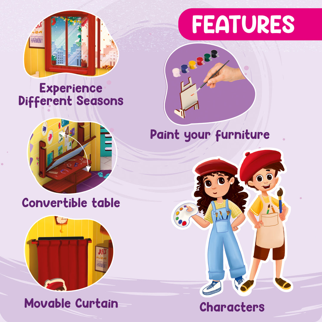 Webby DIY Wooden Artists Dollhouse Set