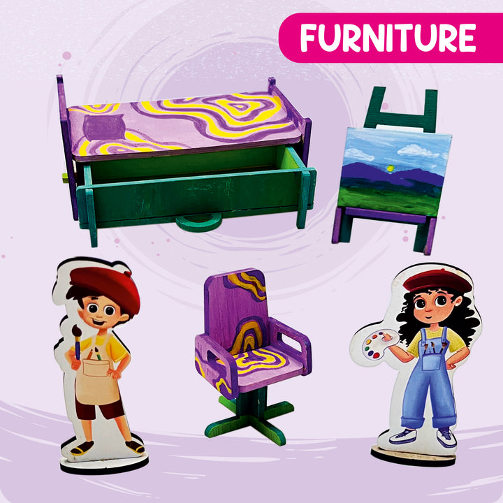 Webby DIY Wooden Artists Dollhouse Set