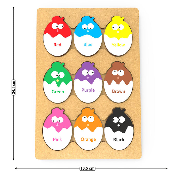 Webby Educational Egg Shaped Colours Wooden Puzzle, 9 Pcs